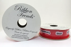 Ribbon Trends Sheer Red Ribbon 7/8" 2x8 Yards - Picture 1 of 2