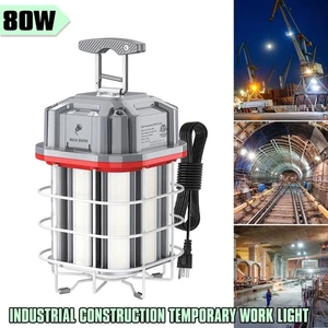 80W LED Temporary Work Light 5000K Industrial Construction Hanging Lamp Linkable - Picture 1 of 12