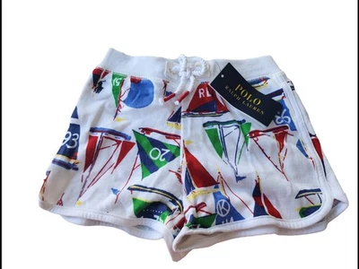 Polo Ralph Lauren Niños Y2K Look Algodón Blanco Colorido Velero Pantalones Cortos Talla 5 Foto 1 de 3