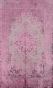 Graceful Pink Tones Adorn Vintage-Look Area Rug Turkish Carpet 5x7 - Picture 1 of 13