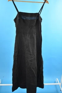 Whistles Black 100% Linen Tie Front Strappy Slip Dress UK Size 10 BNWT - Picture 1 of 7