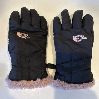 Guantes de vellón The North Face Mossbud Swirl High Loft para mujer talla pequeña negros/rosa Foto 1 de 4