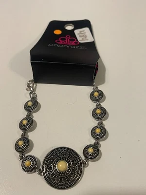 Paparazzi - Yellow Stone circle  - new  Clasp Bracelet jewelry  accessory gift - Image 1 of 4