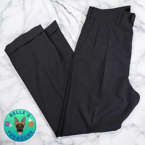 Pantaloni eleganti Burberry uomo 34Wx32L grigio a quadri plissettati polsini orlo arrotolato lusso