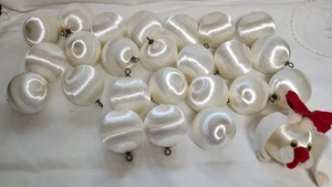 White satin Christmas 2” Ball Ornaments (24) + Handmade satin ball puppy - Picture 1 of 6