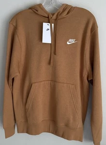 NWT Mens S Nike NSW Club Fleece Pullover Hoodie BV2654-224 Tan Brown Sweatshirt - Picture 1 of 7
