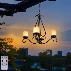 TWINKVILLA Battery Operated Chandelier, Outdoor Chandelier with 4pcs Battery ... - Picture 1 of 7