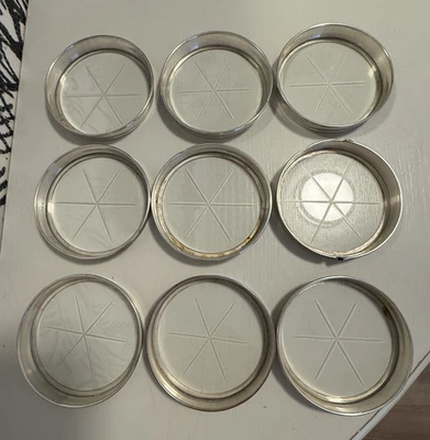 Juego de 8 posavasos Frank M Whiting de plata de ley elegantes contemporáneos de mediados de siglo Foto 1 de 4