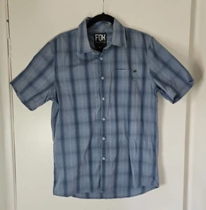 FOX Racing Men's Blue Check Button Up Shirt Size Medium Short Sleeve Top - Picture 1 of 12