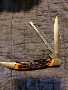 Camillus #31 Sword Brand Knife Indian Stag Handles 1973 USA FREE SHIPPING - Picture 1 of 4