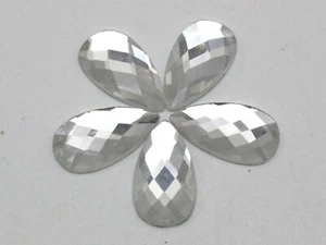 20 Clear Faceted Teardrop Flatback Glass Crystal Rhinestone Gems 18X25mm No Hole - Picture 1 of 6