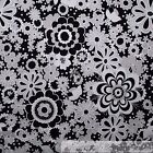 BonEful Fabric FQ Cotton Quilt White Black Gray B&W Flower Toile USA Holiday Dot