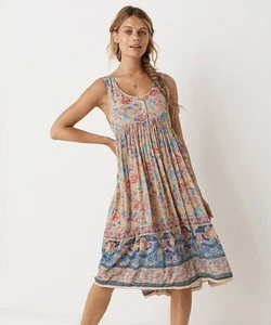 Spell & The Gypsy ~ Seashell Babydoll Midi Dress XS AU 8 10 US 4 6 Excellent - Picture 1 of 19