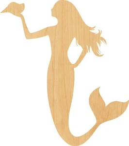 Mermaid 8 Laser Cut Out Wood Shape Craft Supply - Woodcraft Cutout - Picture 1 of 1