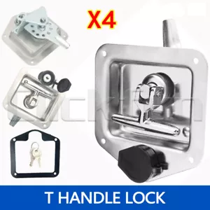 4X T Handle Locks Tool Box With Keys Stainless Steel Trailer Camper Truck - Picture 1 of 9