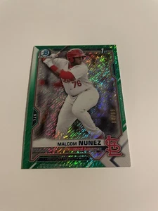 2021 BOWMAN CHROME 1st MALCOM NUNEZ GREEN SHIMMER REFRACTOR #d/99 CARDINALS - Picture 1 of 2
