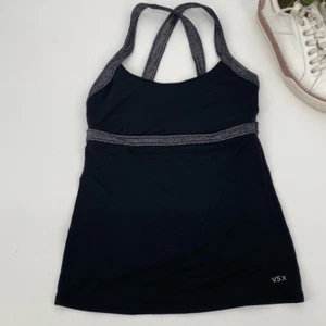 VSX Sexy Sport Crossover Back Tank Metallic Detail Dressy Black XS - Picture 1 of 8