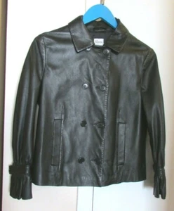 Women's RED VALENTINO Black Sheep Skin Lamb Leather Jacket With Bow Size 44 EUR - Picture 1 of 7