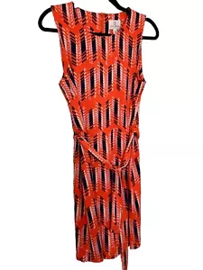 JULIE BROWN Sheath Dress orange geometric sleeveless Orange And Blue Large EUC - Picture 1 of 5