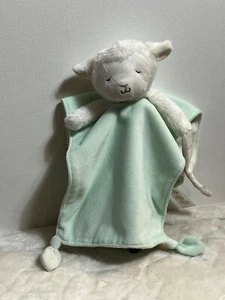 Carter's White Lamb Mint Green Plush Knotted Baby Lovey/Security Blanket Rattle - Picture 1 of 16