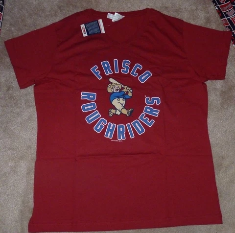 NEW MiLB Frisco Rough Riders Minor League Baseball T Shirt Women L V Front NWT Cover
