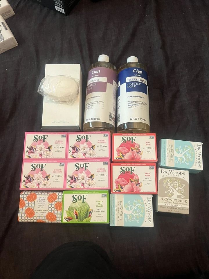 set of 18 SOF..Beekman..Dr woods Costco Bars Peppermint & Lavender liquid soap - Image 1 of 1