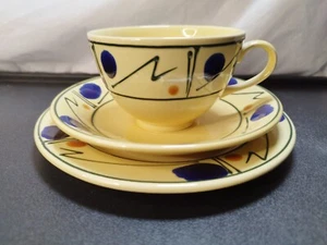 Poole Keramik Omega von Fenella Mallalieu Tasse Untertasse und Beilagenteller - Bild 1 von 9