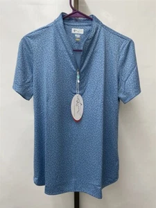 Greg Norman French Blue Hummingbird Print Tulip Short Sleeve Golf Polo Pick Size - Picture 1 of 4