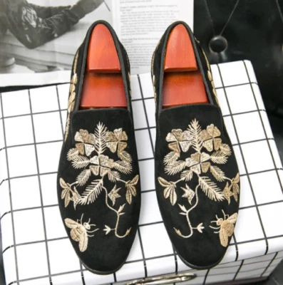 Men's Casual Shoes Slip-on Loafers Embroidery Comfort Flats Party Work Pumps @ - Image 1 of 4