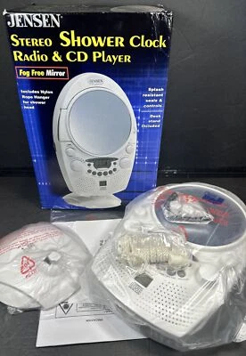 De colección NOS Jensen Jcr-550 Reloj de CD Ducha Radio Reproductor de CD AM FM Espejo Estéreo Foto 1 de 4