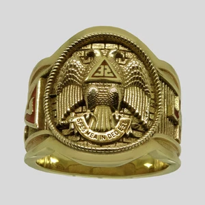 Schottischer Ritus Freimaurer 14K massiver Gelbgold Ring Freemason alle Größen von UNIQABLE - Bild 1 von 12