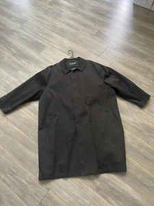 Jean-Paul Germain Coat Mens Size 56R Black Lined Topcoat Pockets Hidden Buttons - Picture 1 of 13
