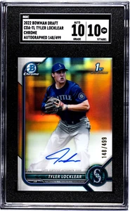 Tyler Locklear 2022 Bowman Chrome 1st Year Refractor Autograph 148/499 SGC 10 - Picture 1 of 2