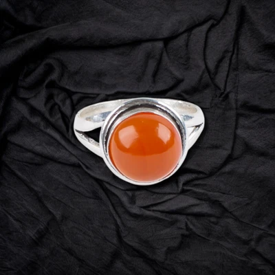 Кольцо из стерлингового серебра 925 пробы с сердоликом ювелирное кольцо ручной работы в подарок - Изображение 1 из 3