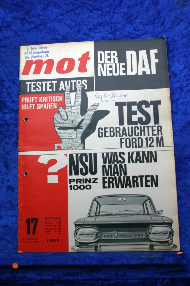 MOT (*G*) 17/63 Ford 12 M NSU Prinz 1000 DAF - Immagine 1 di 1