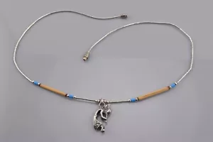 Native American Sterlingsilber Türkis Jaspis Kokopelli Halskette 16 Zoll - Bild 1 von 6