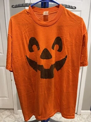 Camiseta vintage de Halloween de una sola puntada calabaza Jack-O - linterna sello X-grande Foto 1 de 4