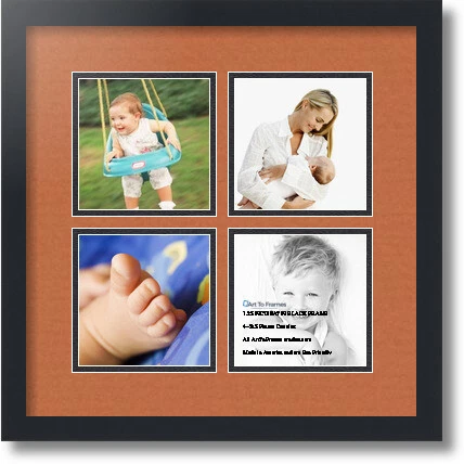 ArtToFrames Collage Mat Picture Photo Frame - 4 5x5" Openings in Satin Black 4 - Image 1 of 1
