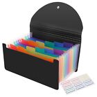 A6 Black Plastic File Folder with 13 Pockets for Storage and Organization