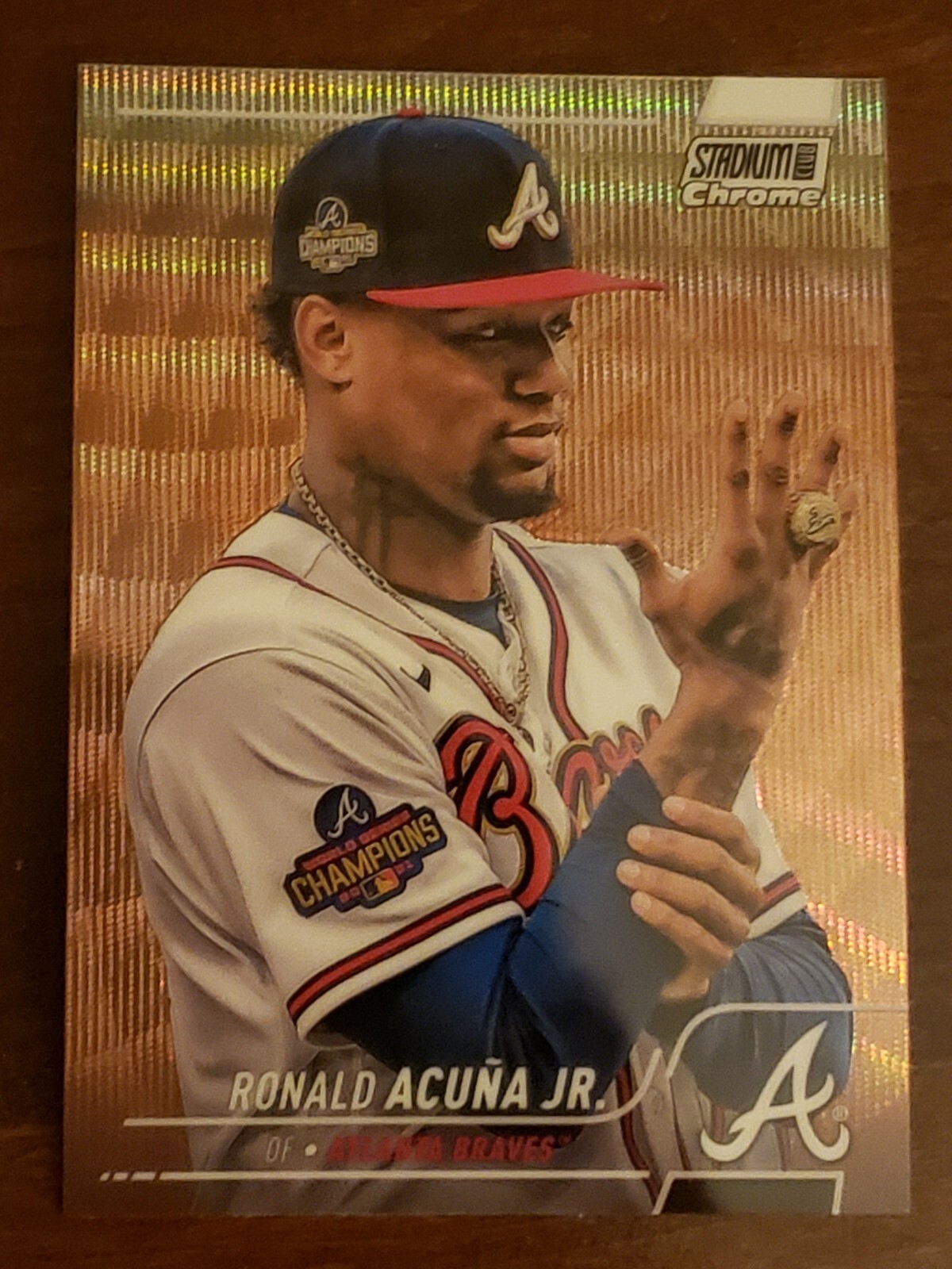 2022 Topps Stadium Club Chrome Ronald Acuna Jr. #108 Wave Refractor SSP Braves