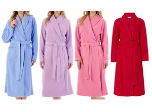 Dressing Gown Womens Shawl Collar Bathrobe Anti Pill Polar Fleece Slenderella - Picture 1 of 49
