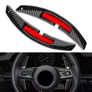 Carbon Fiber Steering Wheel Paddle Shifter Extension Fit Porsche 911 2021 Black - Picture 1 of 12