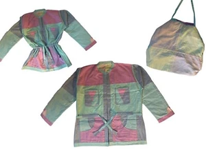 Vintage 90s Y2K Color Block Reversible Jacket Purse 2 in 1 Unisex Lg-XXL Pastels - Bild 1 von 8
