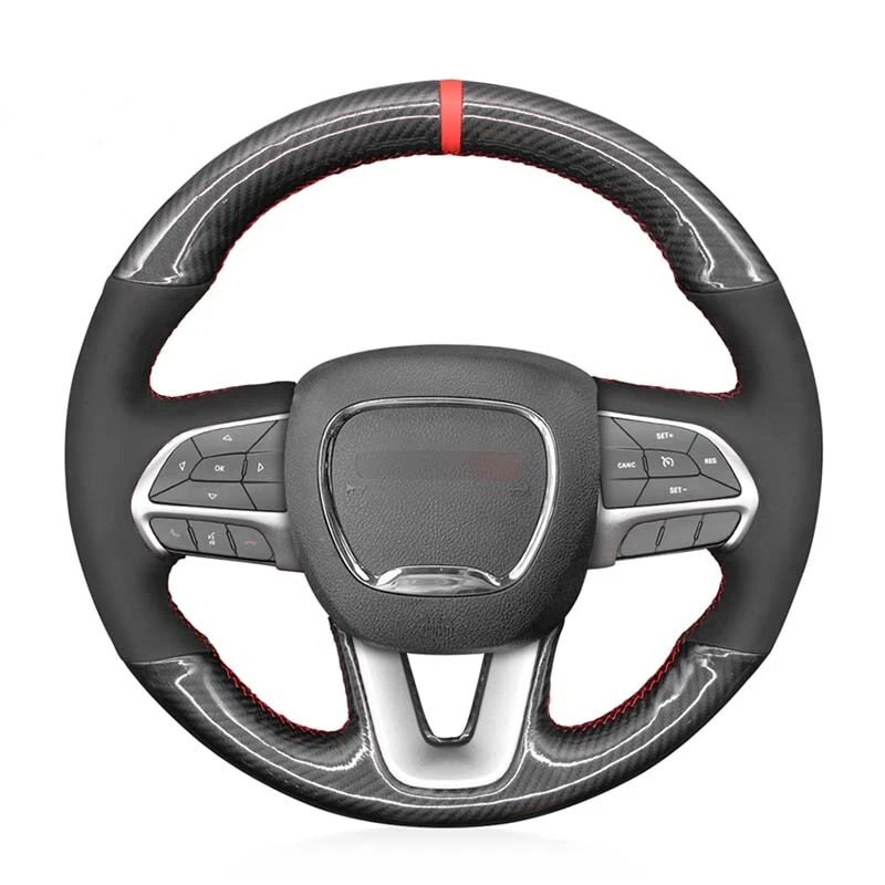 Cubierta del volante del coche para Dodge Challenger Durango 2018-2021 hágalo usted mismo costura a mano Foto 1 de 4