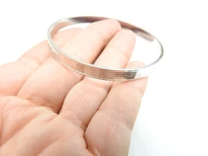 West Germany Textured Silver Tone Metal Bangle Bracelet Vintage - Picture 1 of 3