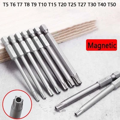 Torx Screwdriver Bits Hex Security Magnetic Head 1/4" Hex Shank T5 T6 T7 - T50 - Image 1 of 4