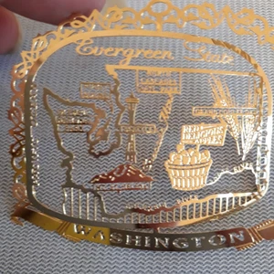 Washington Souvenir Ornamento Tesoros de la Nación Acabado Oro 24kt Estado Evergreen - Imagen 1 de 15