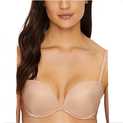Wonderbra Full Effects Push Up Bra 8144 36A Nude Beige Plunge Padded Demi NEW - Image 1 of 4