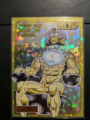2023 UD Marvel Infinity Trilogy Living Tribunal #35 Yellow Crackle /149 - Image 1 of 2