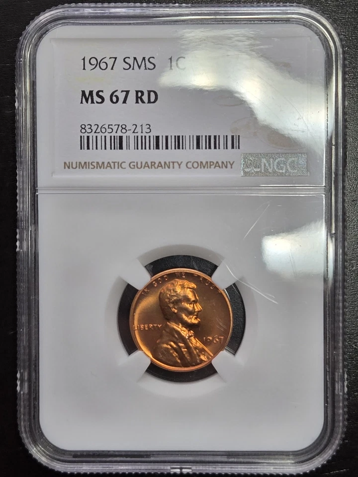 1967 SMS 1C Lincoln Cent NGC MS67 RD *213 - Image 1 of 4